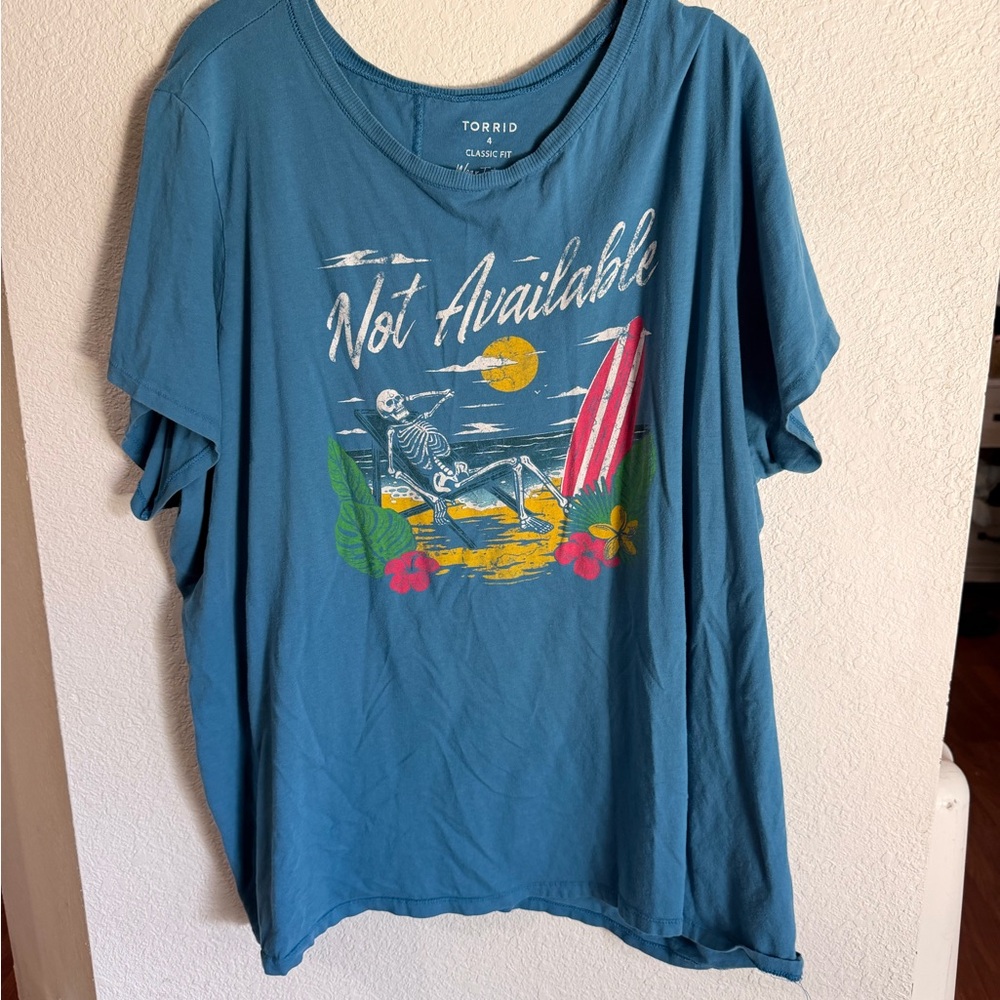 torrid Teal 'Not Available' Skeleton Beach Graphic Tee